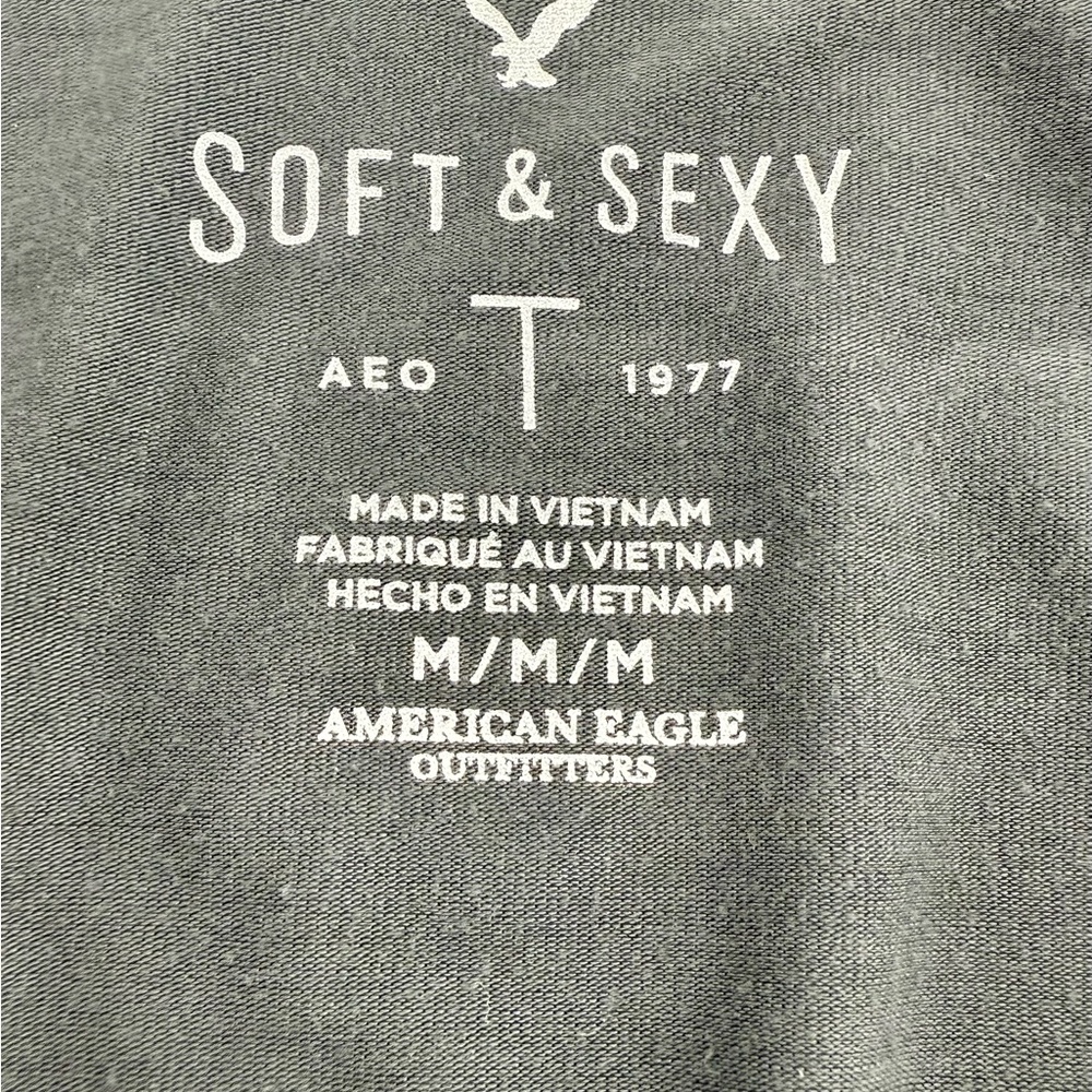 American Eagle Outfitters Charcoal Lace-Up Long Sleeve Top - Picture 3 of 3